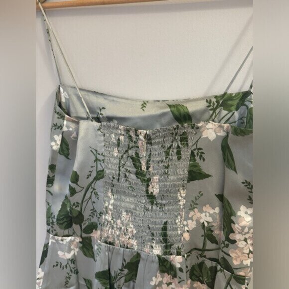 NEW Reformation Frankie Long Silk Dress in Tea Garden Green Floral | size 6 - Picture 12 of 12